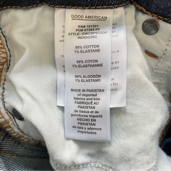 Good American Good Waist Chewed Back Pockets Jeans Indigo203 Size 6/28 NWT - Picture 9 of 12